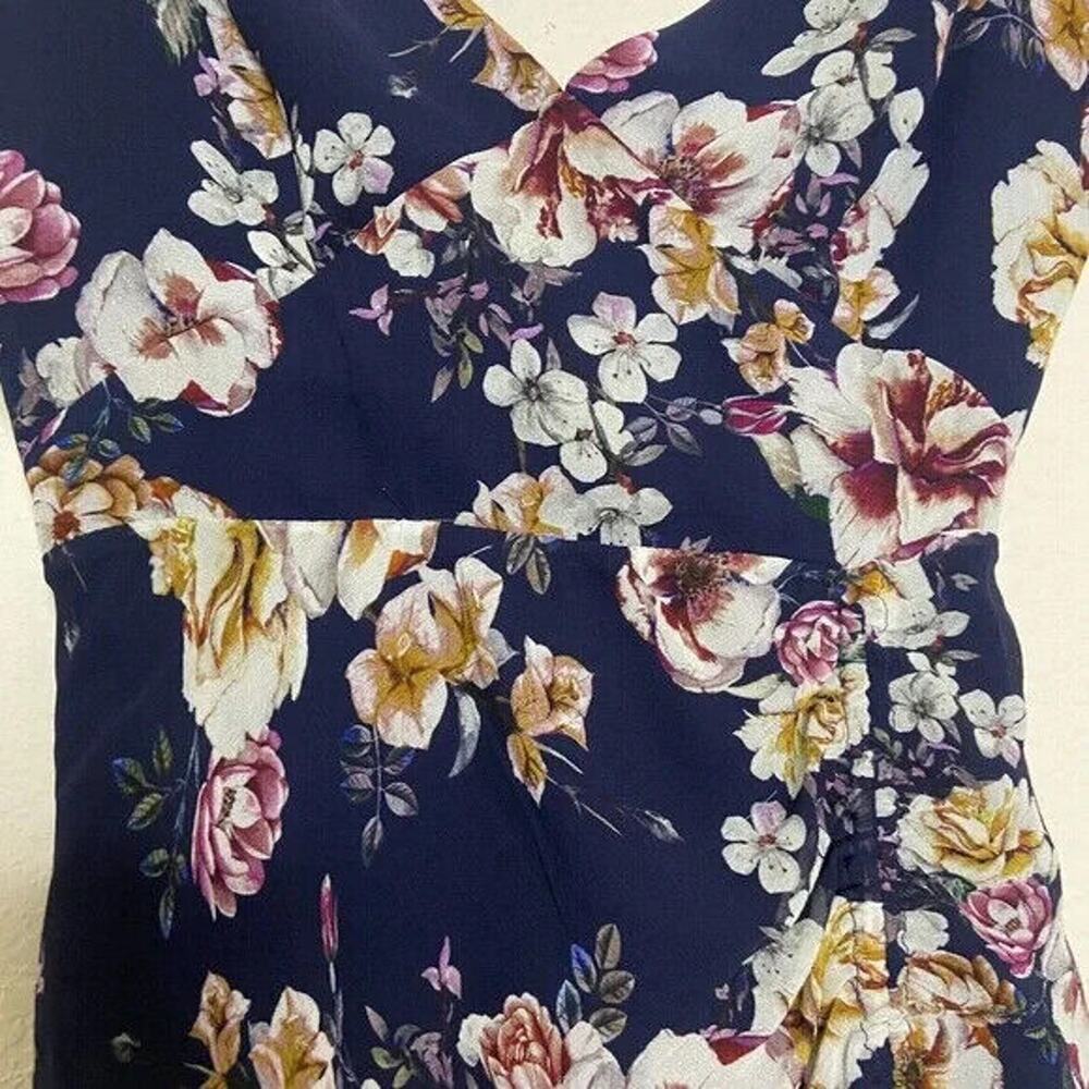 Nicholas Garden Rose Floral Drawstring Leg Slit Silk Maxi Dress Sz 4 - Picture 4 of 11